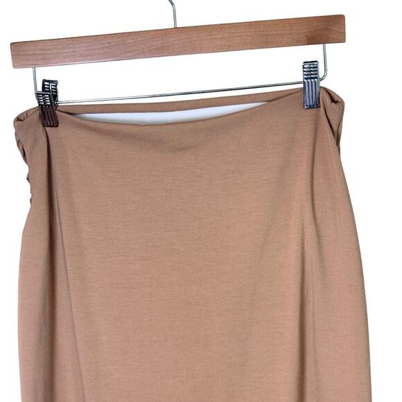 New OPEN EDIT Ruched Tulip Hem Skirt in Tan Cartouche Women’s Sz M - Picture 8 of 10